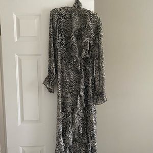 Bcbg snow leopard wrap dress